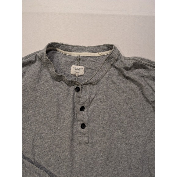 Rag & Bone Mens 2XL Long Sleeve Henley Shirt Heather Grey Spring 100% Cotton - Picture 4 of 12